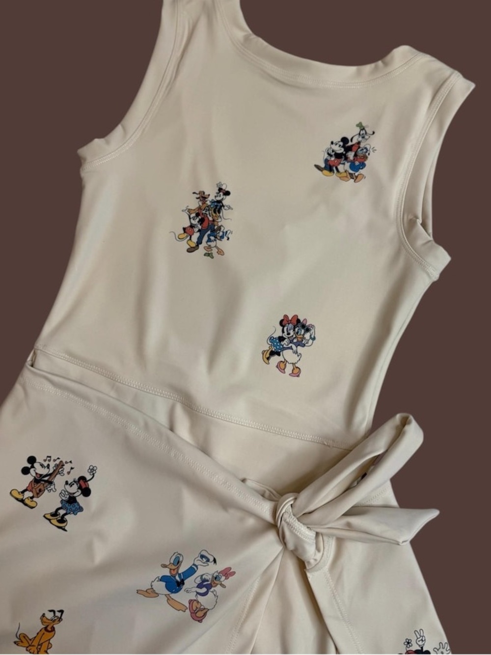 Cream Cartoon-Print Tie-Waist Mini Dress - Picture 4 of 11